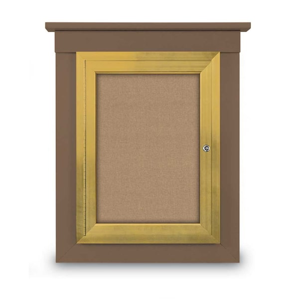 72"x36" 3-Door Enclosed Letterboard, Black Felt/Walnut